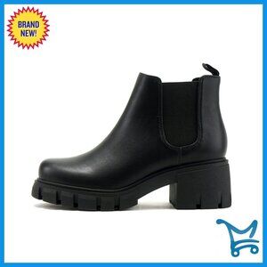 Lug Sole Chelsea Booties with Elastic Gore, 2-Inch Heel, Ankle Boots